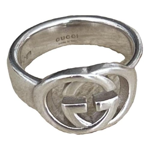 Pre-owned Gucci Gg Running Silver Ring