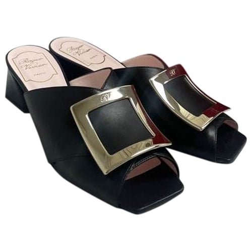 Pre-owned Roger Vivier Leather Mules & Clogs In Black