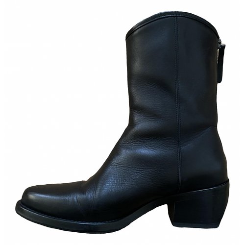 Pre-owned Legres Leather Western Boots In Black