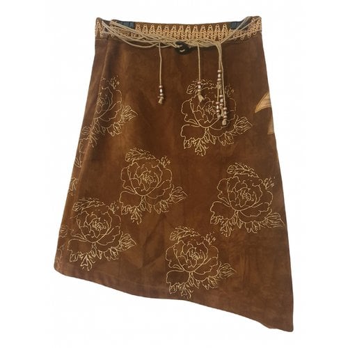 Pre-owned Class Cavalli Vegan Leather Mid-length Skirt In Brown