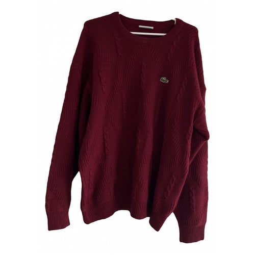Pre-owned Lacoste Wool Pull In Burgundy