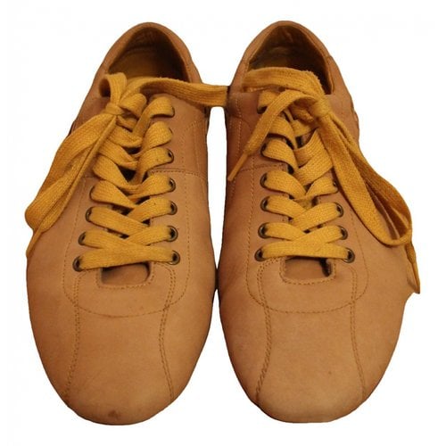 Pre-owned Dolce & Gabbana Leather Low Trainers In Yellow