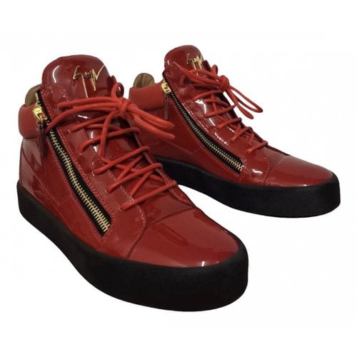 Pre-owned Giuseppe Zanotti Patent Leather High Trainers In Red
