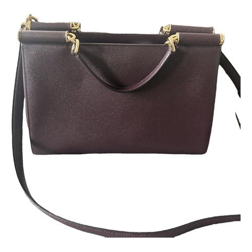 Pre-owned Dolce & Gabbana Sicily 62 Leather Handbag In Burgundy