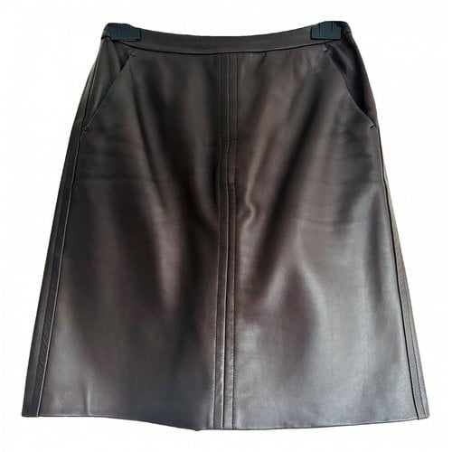 Pre-owned Marc O'polo Leather Mid-length Skirt In Brown