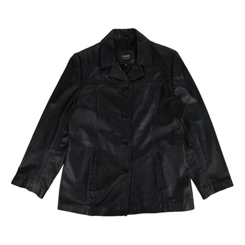 Pre-owned Skin Leather Biker Jacket In Black