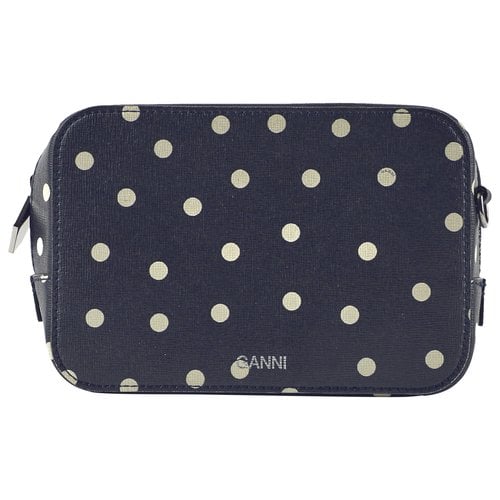 Pre-owned Ganni Leather Crossbody Bag In Navy