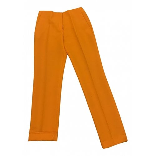 Pre-owned Dior Silk Straight Pants In Orange