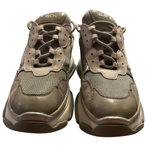Pre-owned Elena Iachi Leather Trainers In Grey