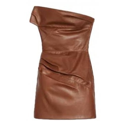 Pre-owned Celine Leather Mini Dress In Brown