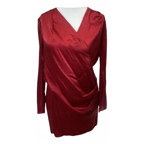 Pre-owned Balmain Silk Mini Dress In Red