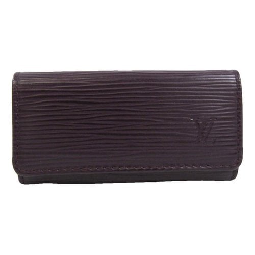 Pre-owned Louis Vuitton Leather Card Wallet In Purple