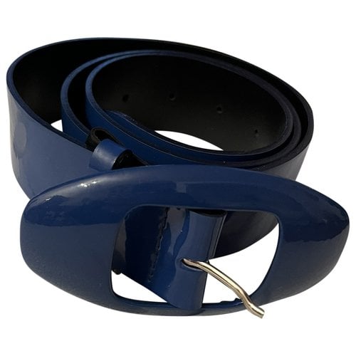 Pre-owned Alberto Guardiani Patent Leather Belt In Blue