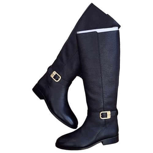 Pre-owned Tory Burch Leather Boots In Black