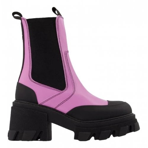 Pre-owned Ganni Leather Boots In Pink