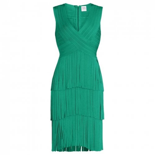 Pre-owned Herve Leger Mid-length Dress In Green