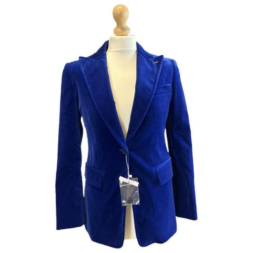 Pre-owned Max Mara Atelier Velvet Suit Jacket In Blue