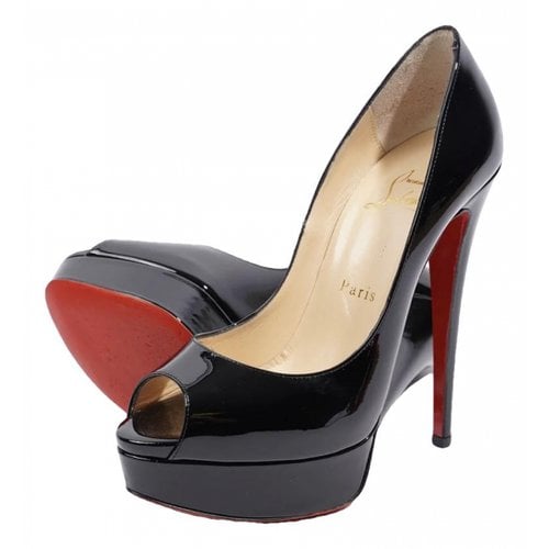 Pre-owned Christian Louboutin Patent Leather Sandal In Black