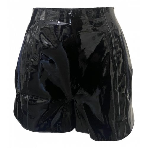 Pre-owned Carven Leather Mini Short In Black