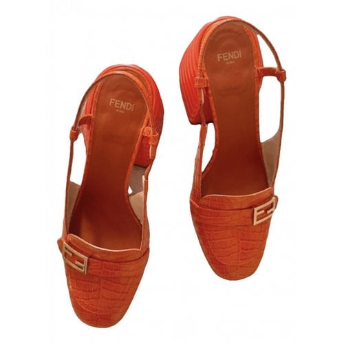 Pre-owned Fendi Leather Heels In Orange