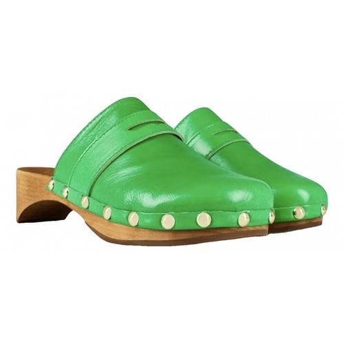 Pre-owned By Far Patent Leather Mules & Clogs In Green