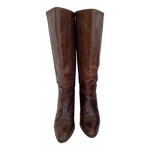 Pre-owned Rizzoli Leather Ankle Boots In Brown