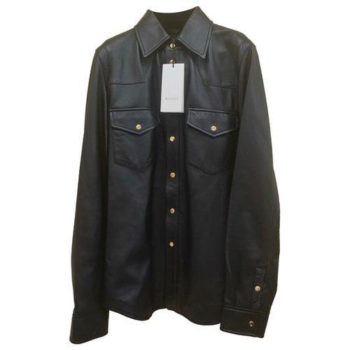 Pre-owned Gucci Leather Shirt In Black