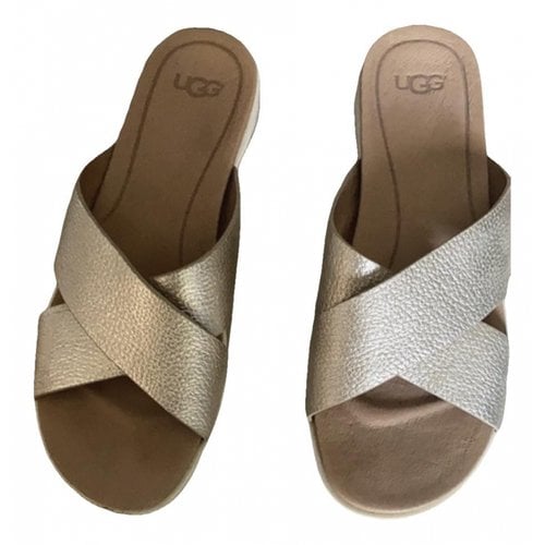 Pre-owned Ugg Leather Mules In Gold