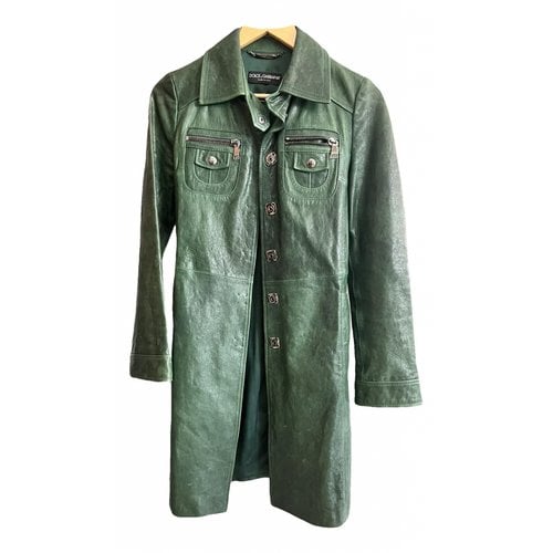 Pre-owned Dolce & Gabbana Leather Coat In Green