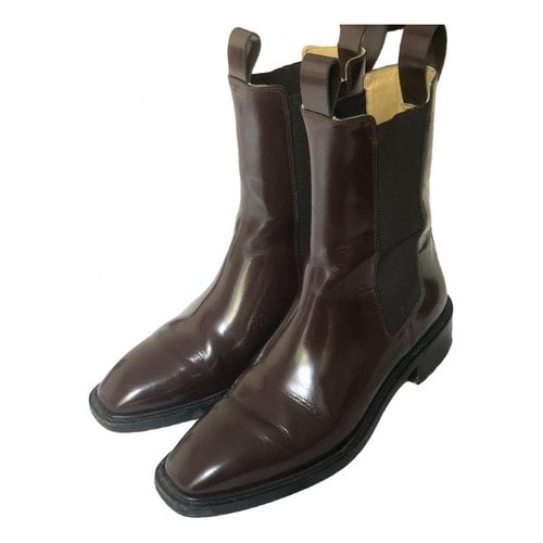 Pre-owned Aeyde Leather Ankle Boots In Brown