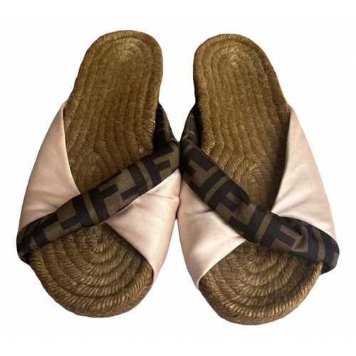 Pre-owned Fendi Graphy Cloth Mules In Brown
