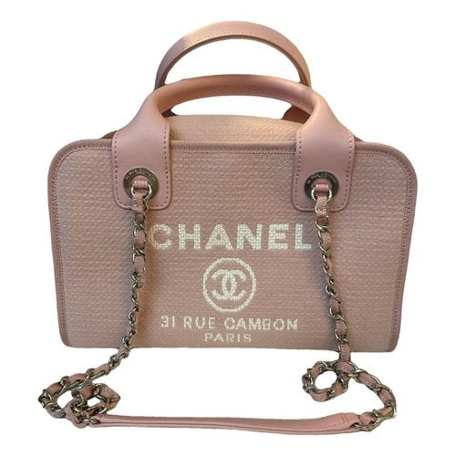 Pre-owned Chanel Deauville Cloth Handbag In Pink