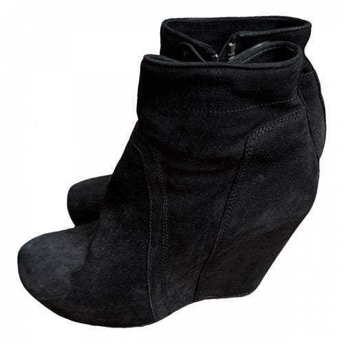 Pre-owned Rick Owens Ankle Boots In Black