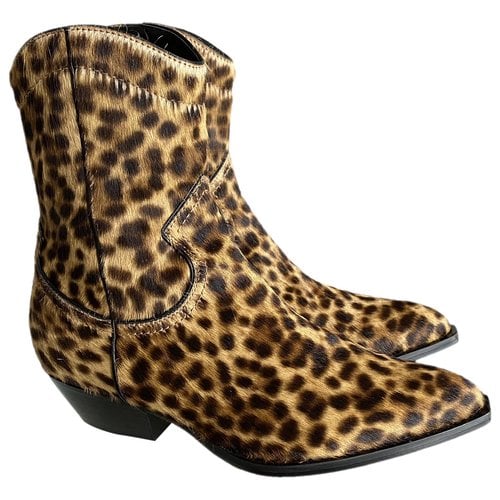 Pre-owned Philosophy Di Alberta Ferretti Pony-style Calfskin Western Boots In Brown
