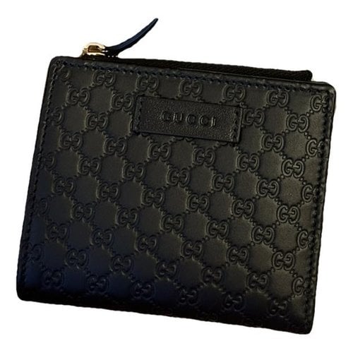 Pre-owned Gucci Continental Leather Wallet In Black