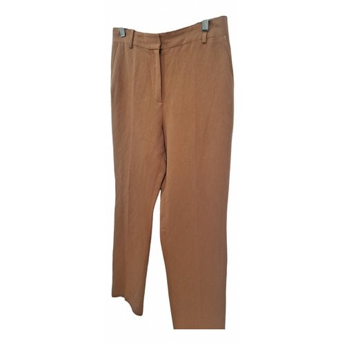 Pre-owned Angel Schlesser Linen Chino Pants In Brown