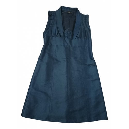 Pre-owned Mauro Grifoni Silk Mini Dress In Blue
