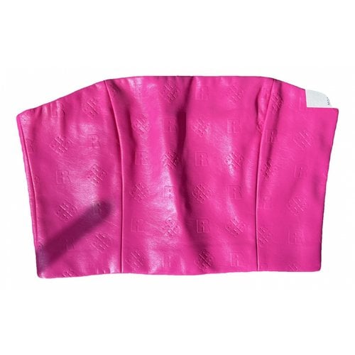 Pre-owned Rotate Birger Christensen Vegan Leather Top In Pink