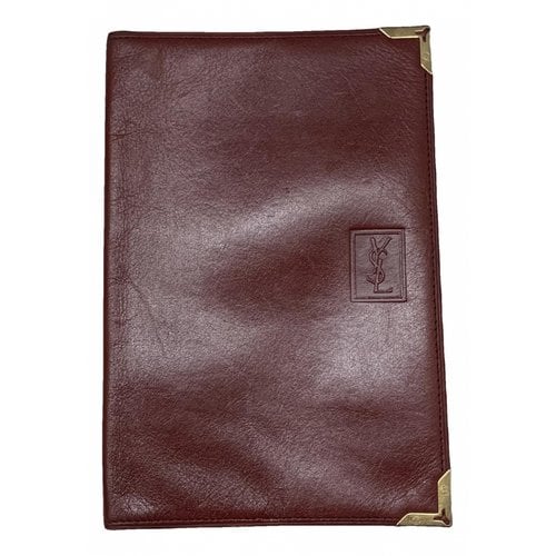 Pre-owned Saint Laurent Leather Wallet In Burgundy