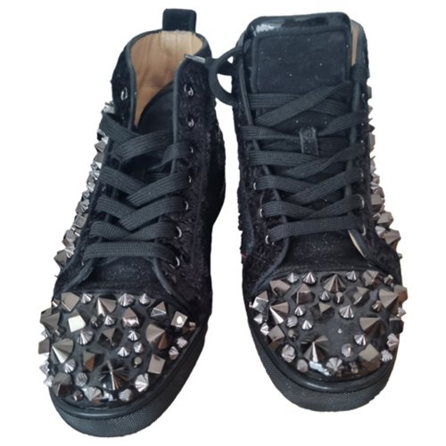 Pre-owned Christian Louboutin Lou Spikes Trainers In Black