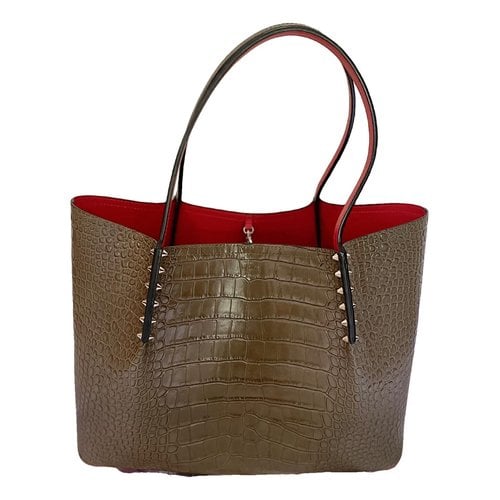 Pre-owned Christian Louboutin Cabata Leather Tote In Green