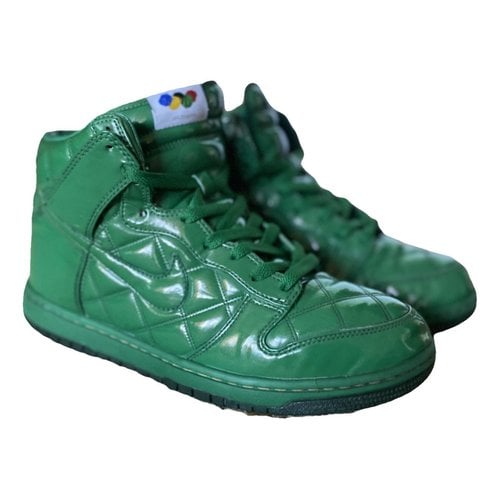 Pre-owned Nike Patent Leather High Trainers In Green