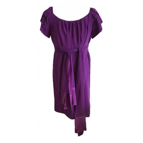Pre-owned Gerard Darel Silk Mid-length Dress In Purple