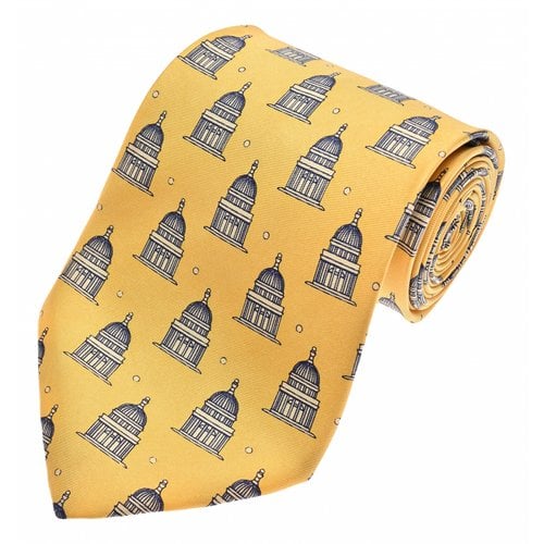 Pre-owned Fendi Silk Tie In Yellow