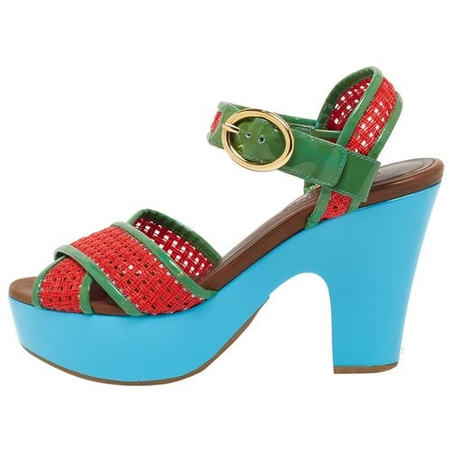 Pre-owned Dolce & Gabbana Patent Leather Sandal In Green
