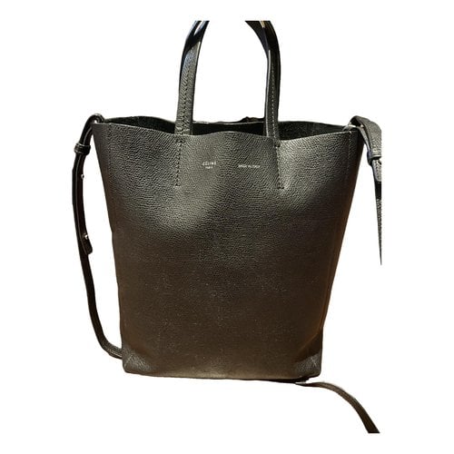 Pre-owned Celine Tab Bag Leather Tote In Black
