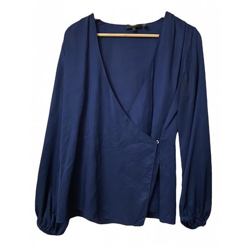Pre-owned Theory Silk Blouse In Navy