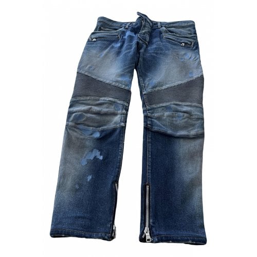 Pre-owned Balmain Straight Jeans In Blue