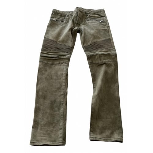 Pre-owned Balmain Straight Jeans In Khaki