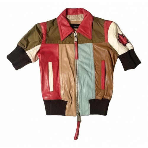 Pre-owned Dsquared2 Leather Biker Jacket In Multicolour